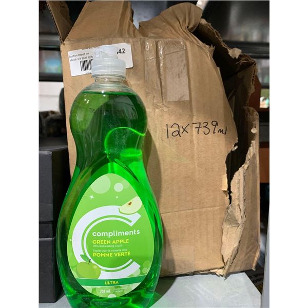 Compliments Green Apple Dish Washing Liquid 12x739ml