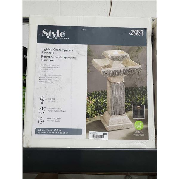 Style Selections Lighted Contemporary Fountain 13.6" x 13.6" x 25.8"