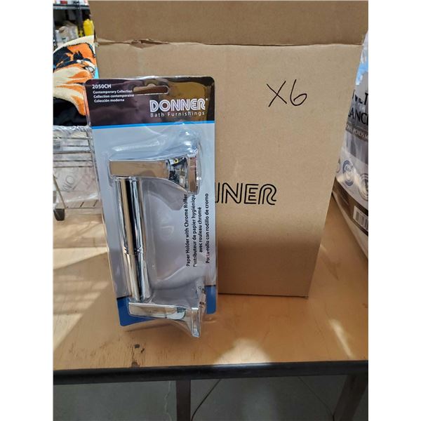Donner Bath Furnishings 2050CH Paper Holder with Chrome Roller LOT of 6