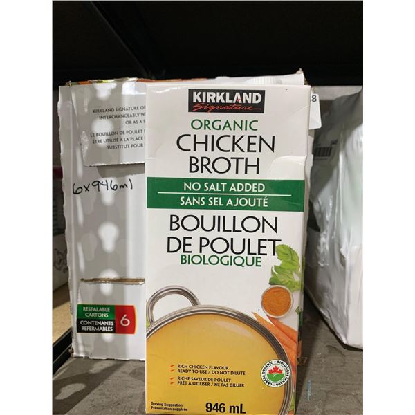 Kirkland Organic Chicken Broth - No Salt Added 6x946ml