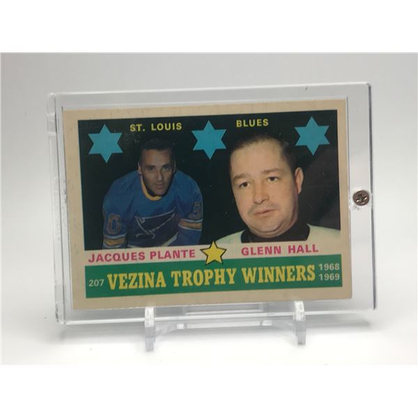 1969-70 TOPPS VEZINA TROPHY WINNERS PLANTE/HALL