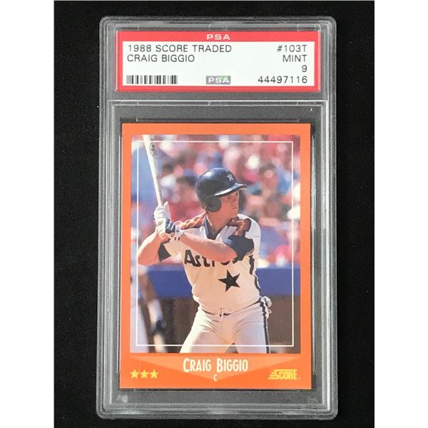 CRAIG BIGGIO ROOKIE CARD '88 SCORE TRADED PSA 9