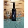 Image 1 : Set of 4 Pathfinder Wine Glasses & Bottle of Dark Horse Merlot Wine