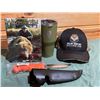 Image 1 : Cutco Knife & Sheath, Online Hunting Ball Cap, Big Frig "DSC" 20 oz Tumbler,  Adventure Wild DVD