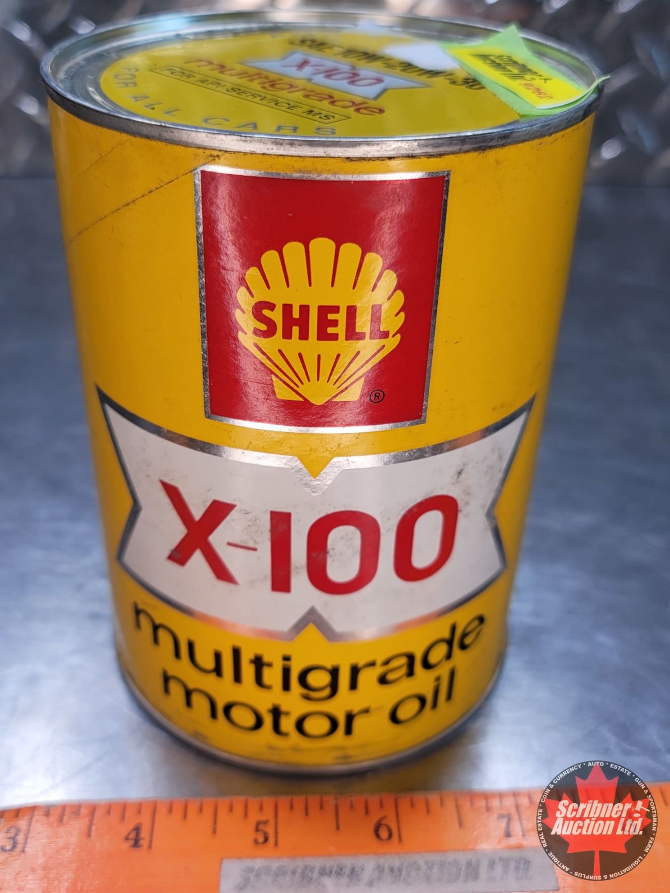 SHELL X-100 Multigrade Motor Oil Quart tin (Cardboard) (5-1/2
