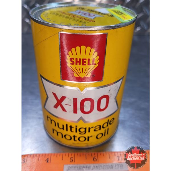 Shell X100 SHELL X-100 Multigrade Motor Oil Quart tin (Cardboard) (5-1/2