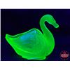 Image 2 : Depression Green Glass "Uranium / Vaseline Glass" Swan Candy Dish (3-1/2") (SEE PICS!)