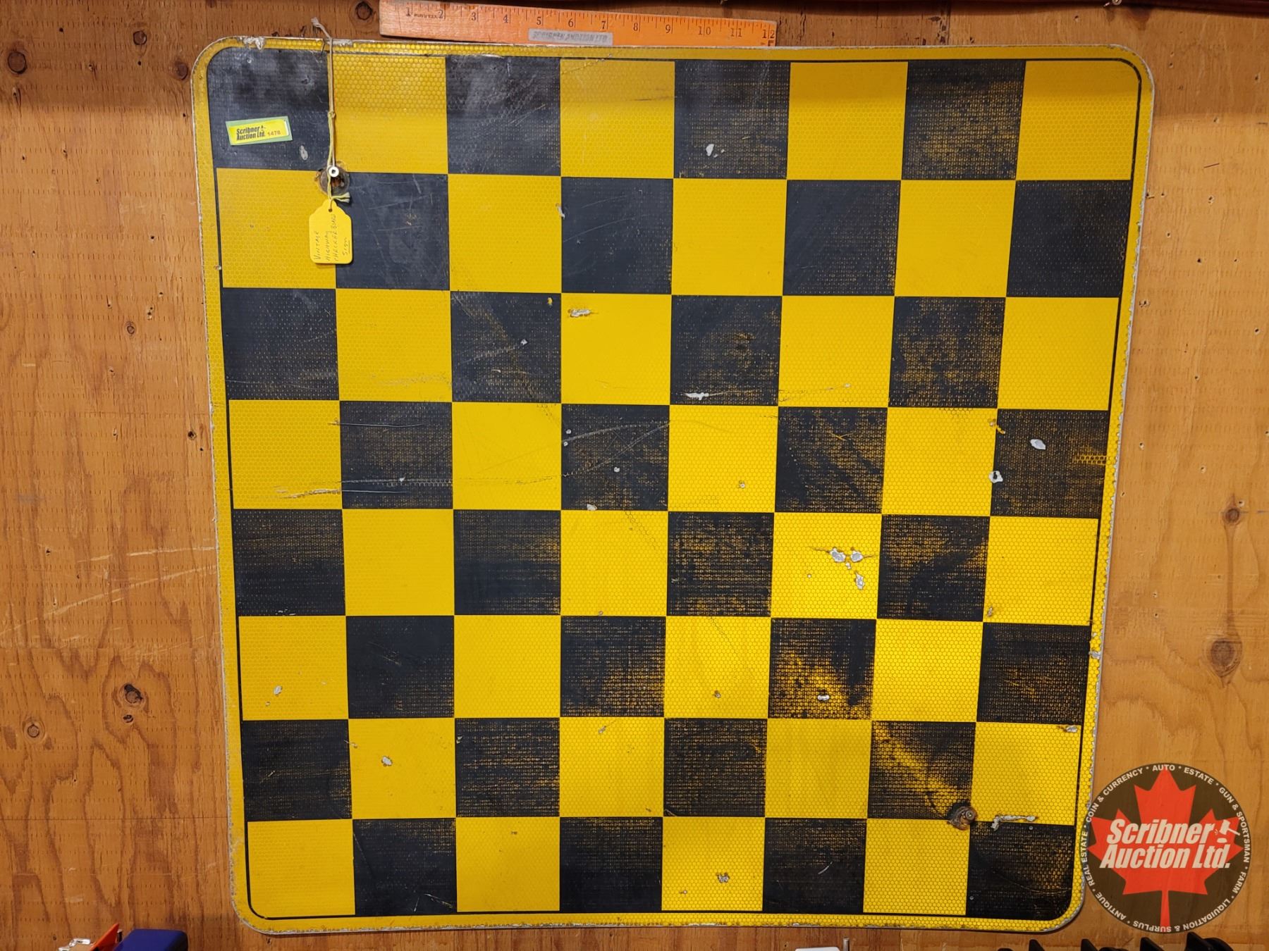 Vintage Highway Checkerboard Dead End Sign (Reflective) (29-1/2
