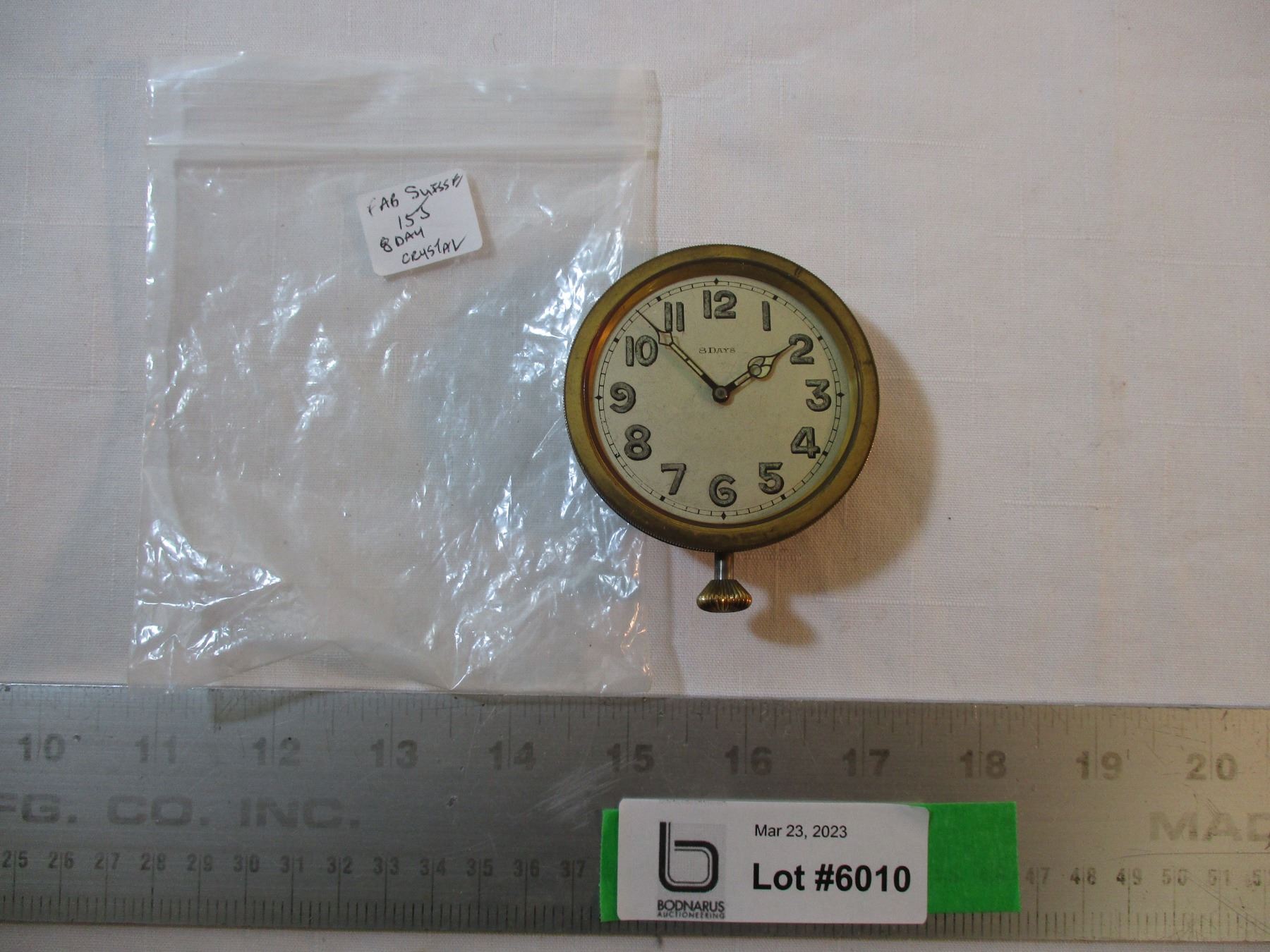 Car Dash Clock Inserts 15 Jewels Fab.Suisse M 8-day w/ Plastic Insert ...