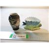 Image 1 : Small Hand Painted Vase (4" Tall) + Small Fish Dish (4.5" Long)