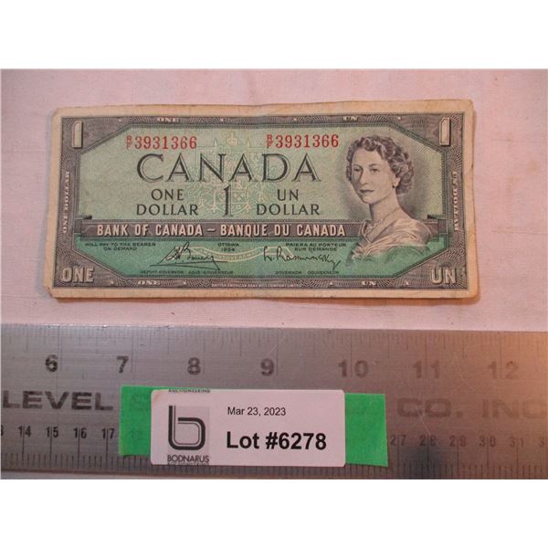 1954 Canadian One Dollar Bill Bodnarus Auctioneering 1954-canadian-one-dollar-bill-bodnarus-auctioneering