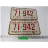 (2) 1958 Saskatchewan License Plates