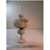 Image 1 : Milk Glass Alladdin Oil Lamp w/ Handpainted Shade (25" Tall)
