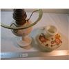 Image 5 : Milk Glass Alladdin Oil Lamp w/ Handpainted Shade (25" Tall)