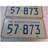 Image 3 : Pair of 1972 Saskatchewan License Plates