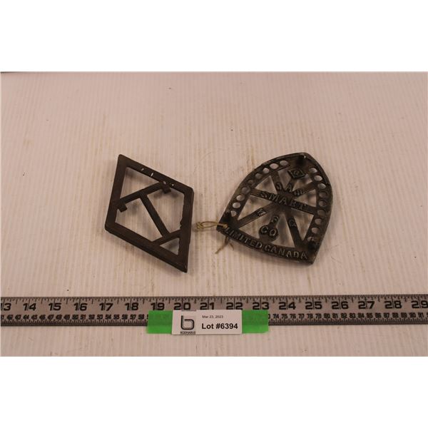 (2) Sad Iron Trivets (One is Smart Stamped)