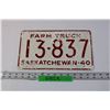 Image 1 : Vintage Saskatchewan Farm Truck License Plate