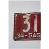 Image 2 : Vintage Saskatchewan License Plate - 1934