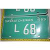 Image 2 : 1969 Saskatchewan 2 Digit License Plate