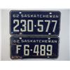 Image 2 : (2) 1962 Saskatchewan License Plates