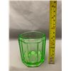 Image 2 : Depression Uranium Glass Small Glass Hexagon Jar Circa 1930's