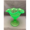 Image 1 : Depression Uranium Glass Restaurant Stemmed Ruffled Ice Cream Sundae Dish Circa 1930's