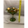 Image 3 : Fenton Green Carnival Glass "Vintage Grapes" Stemmed Ruffled Large Comport / Circa 1907