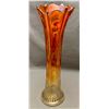 Image 1 : Dugan Radium Marigold Carnival Glass "Pulled Loop" 11 3/4" Tall Vase / Circa 1911