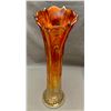 Image 2 : Dugan Radium Marigold Carnival Glass "Pulled Loop" 11 3/4" Tall Vase / Circa 1911