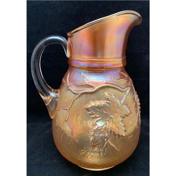 Dugan Marigold Carnival Glass "Grapevine" Water Pitcher / Scarce / Circa 1911