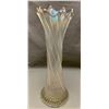 Image 1 : Dugan Frosty White Carnival Glass "Spiralex" 11" Tall Vase / Rare / Circa 1911
