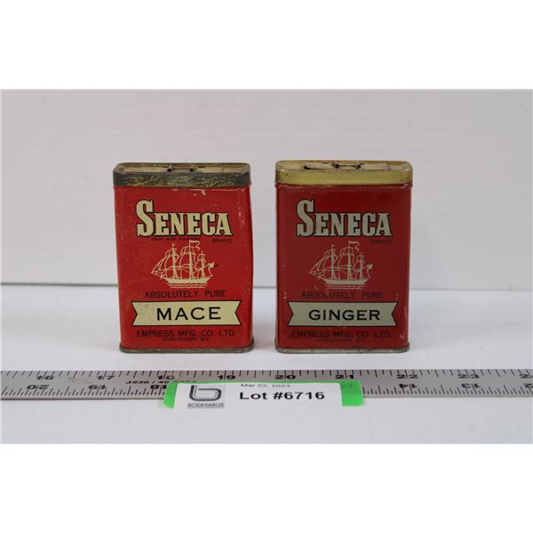 (2) Antique Seneca Spice Cans