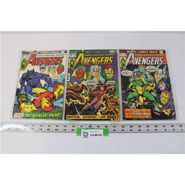 (3) Vintage Marvel Comics - Avengers - 25 Cents