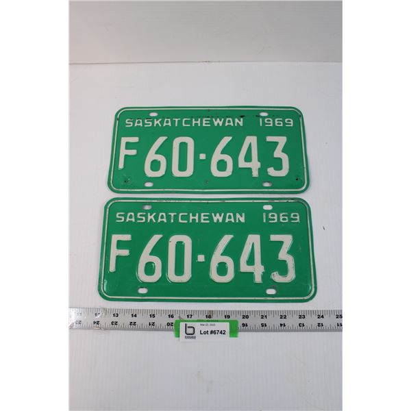 Pair of 1969 Saskatchewan License Plates