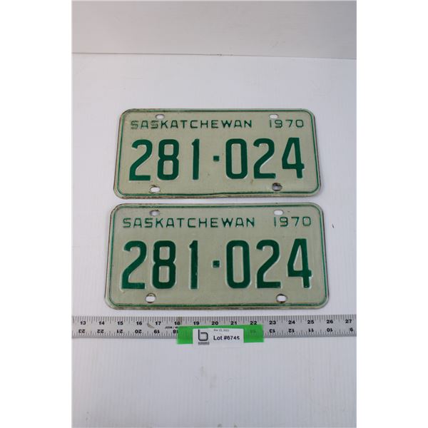 Pair of 1970 Saskatchewan License Plates