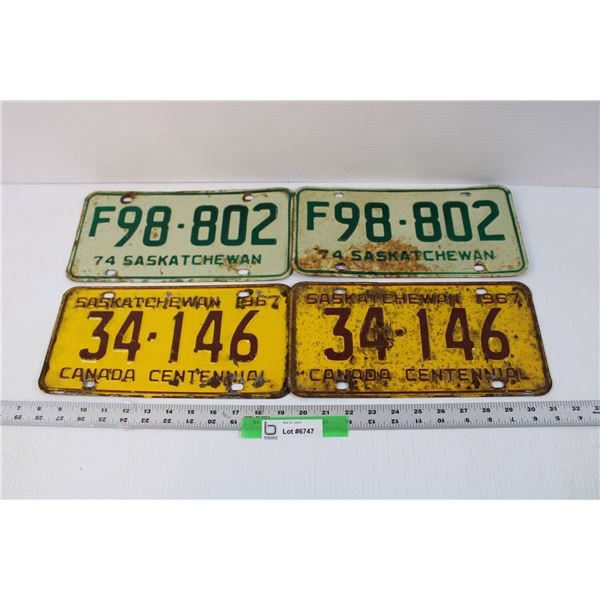 1967 and 1974 Saskatchewan License Plates