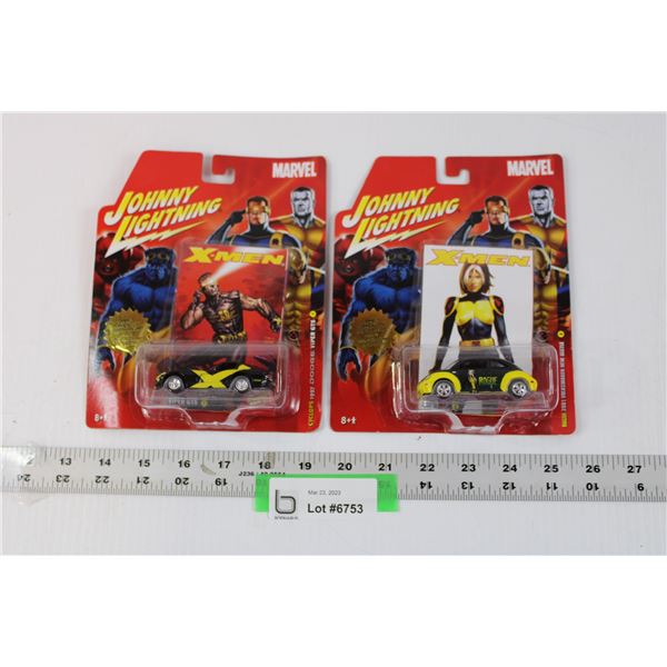 NOS Lot of 2 Marvel Johnny Lightning X-Men Cars (Factory Sealed)