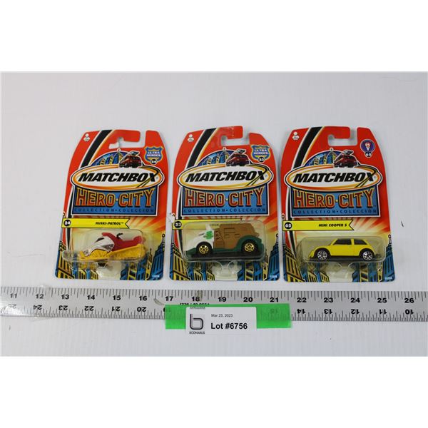 NOS Lot of 3 Matchbox Hero City Cars No. 23, 24, 65 (Factory Sealed)