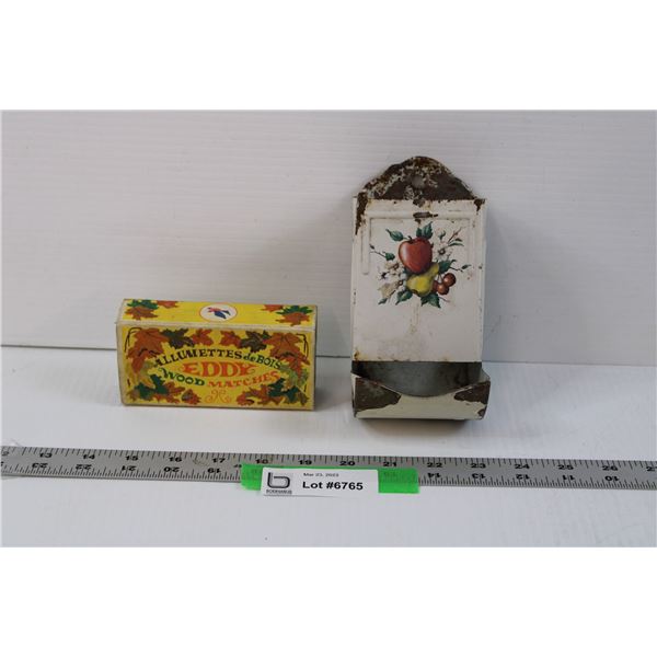 Vintage Matchbox Holder With Fruit