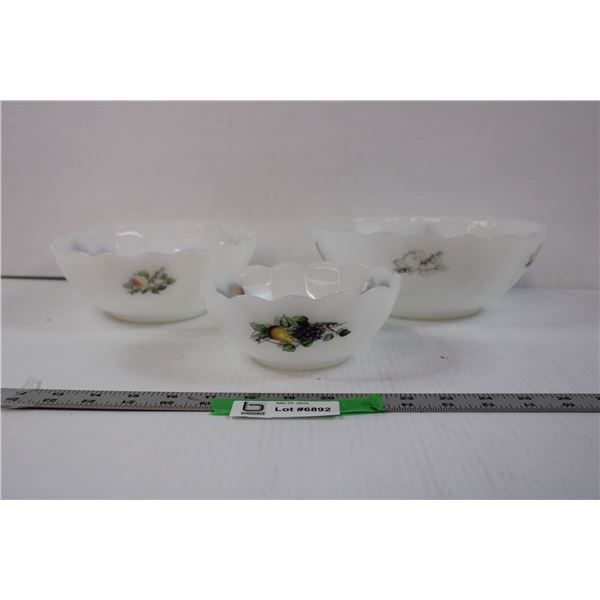 (3) Set of French Glass Fruit Bowls