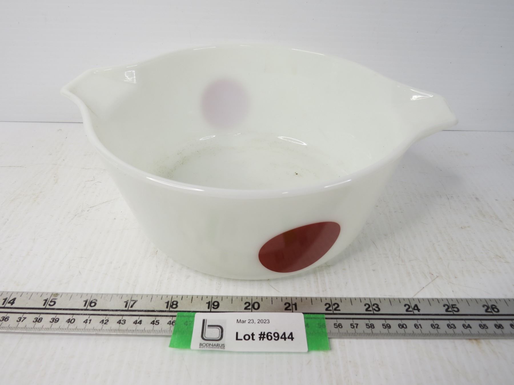 Pyrex Red Dot Dish - Bodnarus Auctioneering