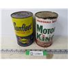 Image 1 : Sunco Sunfleet Motor Oil (empty) - Marshall Wells Motor King Anti Freeze Can (empty - Rusted)