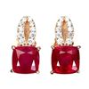 Image 1 : Natural Cushion Red Ruby Earrings