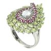 Image 2 : Natural Aquamarine Peridot Rhodolite Garnet Ring