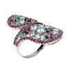 Image 2 : Natural Aquamarine Rhodolite & Colombian Emerald Ring