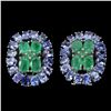 Image 1 : Natural Untreated Tanzanite & Emerald Earrings