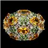 Image 1 : Natural Citrine Chrome Diopside Rhodolite Ring