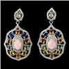 Image 1 : Natural  Pink Opal & Fancy Color Sapphire Earrings