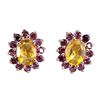 Image 1 : Natural Yellow Citrine & Rhodolite Garnet Earrings