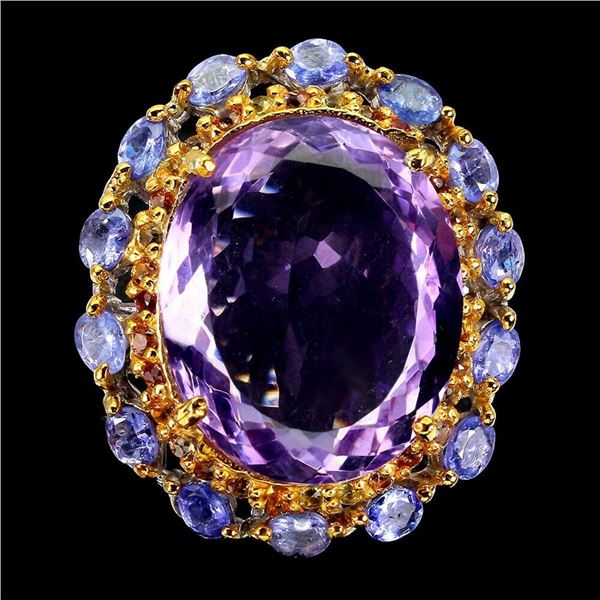 Natural Amethyst 23 ct Sapphire Tanzanite Ring